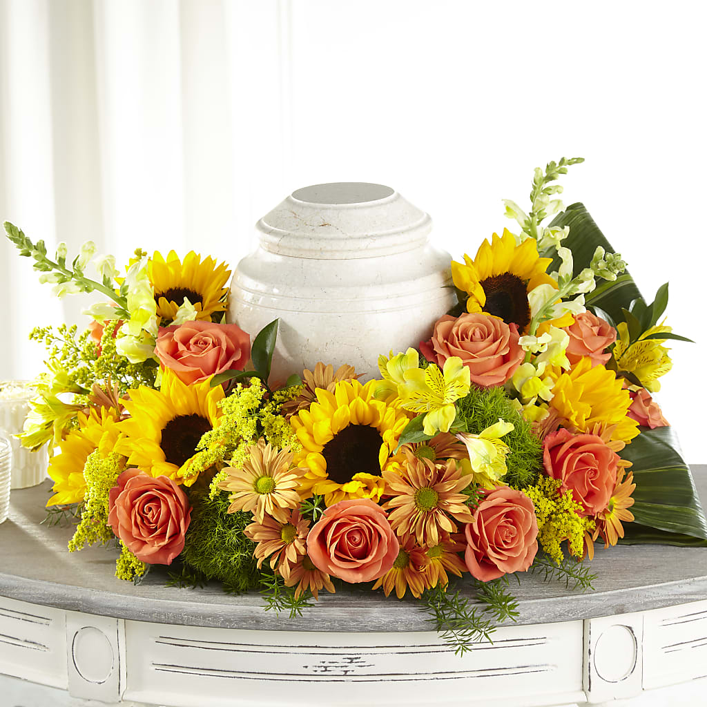 Faithful Sunflower Cremation Adornment – Amour Florist, Belford NJ